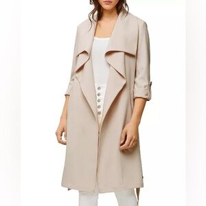 SOIA & KYO Waterfall Open Trench Coat Putty Mauve XS